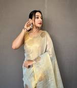 Tissue Silk Saree Jacquard Zari Weaving Saree With Jacquard Weaving Border Having Rich Saree