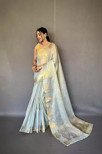 Tissue Silk Saree Jacquard Zari Weaving Saree With Jacquard Weaving Border Having Rich Saree