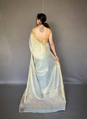 Tissue Silk Saree Jacquard Zari Weaving Saree With Jacquard Weaving Border Having Rich Saree 4