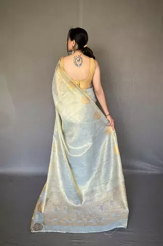 Tissue Silk Saree Jacquard Zari Weaving Saree With Jacquard Weaving Border Having Rich Saree