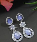 silver plated traditional stone & beads tear drop earrings for women