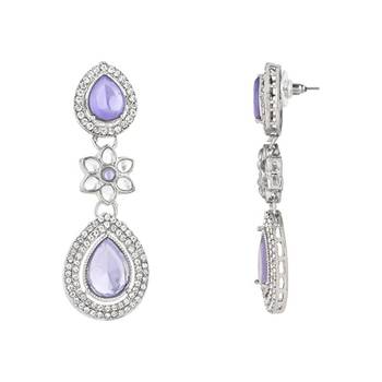 silver plated traditional stone & beads tear drop earrings for women  2