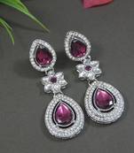 silver plated traditional stone & beads tear drop earrings for women