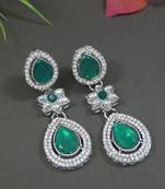 silver plated traditional stone & beads tear drop earrings for women