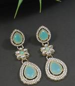 gold plated traditional stone & beads tear drop earrings for women