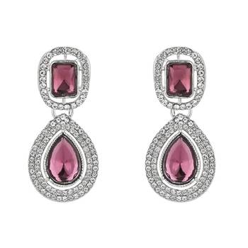 I jewels silver plated traditional stone & beads tear drop earrings for women  1