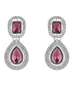 I jewels silver plated traditional stone & beads tear drop earrings for women