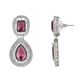 I jewels silver plated traditional stone & beads tear drop earrings for women  2