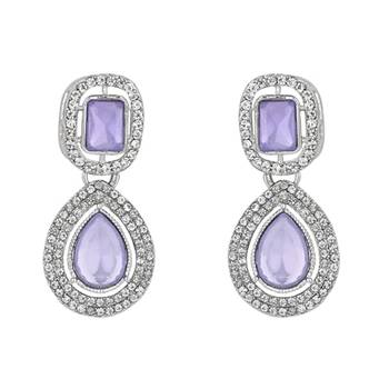 I jewels silver plated traditional stone & beads tear drop earrings for women  1