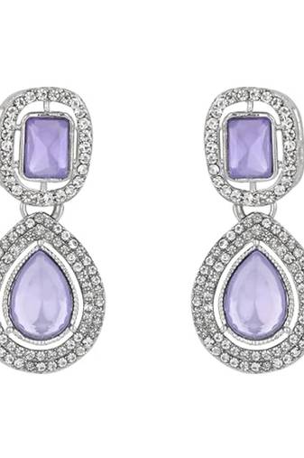 I jewels silver plated traditional stone & beads tear drop earrings for women (e377zpu)