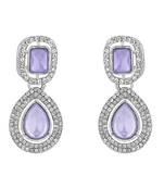 I jewels silver plated traditional stone & beads tear drop earrings for women