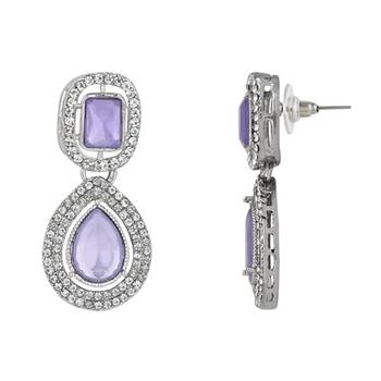 I jewels silver plated traditional stone & beads tear drop earrings for women  2