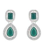 I jewels silver plated traditional stone & beads tear drop earrings for women