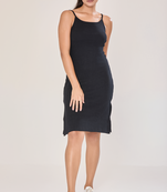 Urban sundari solid cotton sheath dress with back tie-knot