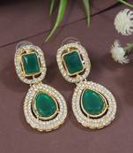 gold plated traditional stone & beads tear drop earrings for women