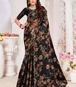 Black Heavy Handwork Zarkan Cutwork Silk Saree