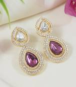 gold plated traditional stone & beads tear drop earrings for women