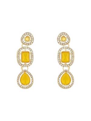 gold plated traditional stone & beads tear drop earrings for women  1