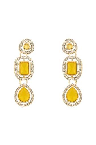 gold plated traditional stone & beads tear drop earrings for women 