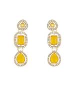 gold plated traditional stone & beads tear drop earrings for women 