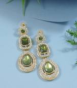 gold plated traditional stone & beads tear drop earrings for women 
