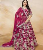Rani Pink Art Silk Heavy Thread Embroidery With Sequins Work Lehenga Choli