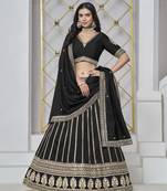 Black Art Silk Heavy Thread Embroidery With Sequins Work Lehenga Choli