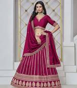 Rani Pink Art Silk Heavy Thread Embroidery With Sequins Work Lehenga Choli