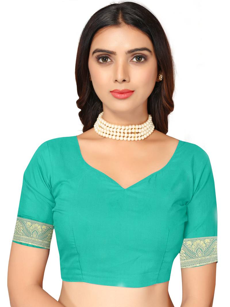 Green kota lichi golden zari ethnic motif banarasi contemporary woven design saree with running blouse piece