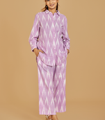 Urban sundari women's abstract printed co-ord set with front buttoned short kurti