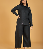 Urban sundari women's cotton co-ord set with embroidered shirt and trousers