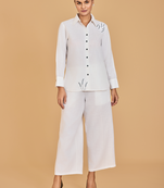 Urban sundari women's cotton co-ord set with embroidered shirt and trousers