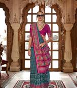 Teal patola print festival contemporary saree