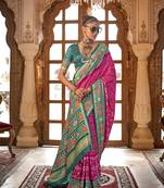 Rani pink patola print festival contemporary saree