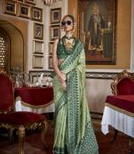 Silk Blend light green with dark green border printed classic saree