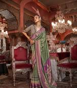 Silk Blend weaving zari green saree