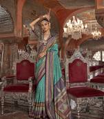 Silk Blend weaving zari turquoise saree