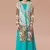 Aqua Georgette Tunic with Multi Colour Chiffon Jacket