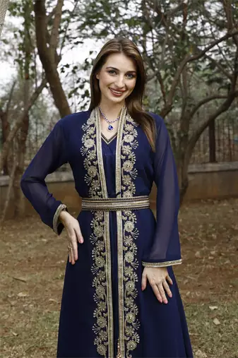 NAVY-BLUE KAFTAN  NEW ABAYA DRESS FOR WEDDING