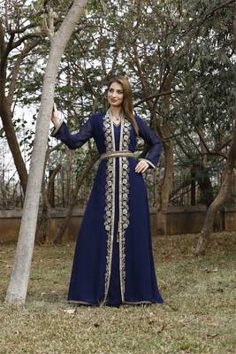 NAVY-BLUE KAFTAN  NEW ABAYA DRESS FOR WEDDING 4