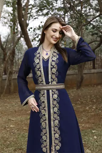 NAVY-BLUE KAFTAN  NEW ABAYA DRESS FOR WEDDING