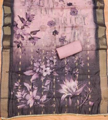 Pink Roman silk blend Hand Work Unstitched Dress Material 4