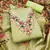 Parrot Green Roman silk blend Embroidered Unstitched Dress Material