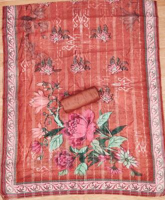 Peach Chiffon Embroidered Unstitched Dress Material 4