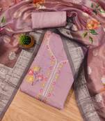 Onion Roman silk blend Chanderi Unstitched Dress Material