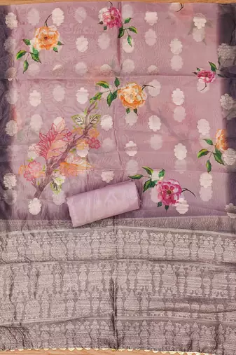 Onion Roman silk blend Chanderi Unstitched Dress Material