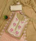 Mustard Georgette Embroidered Unstitched Dress Material