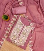 Onion Georgette Embroidered Unstitched Dress Material