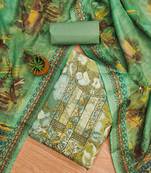 Green Modal Foil Printed Unstitched Dress Material