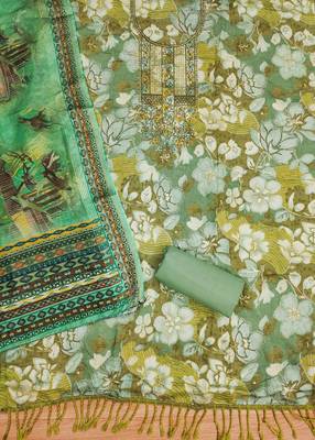 Green Modal Foil Printed Unstitched Dress Material 3